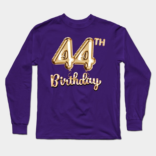 44th Birthday Gifts - Party Balloons Gold Long Sleeve T-Shirt by BetterManufaktur